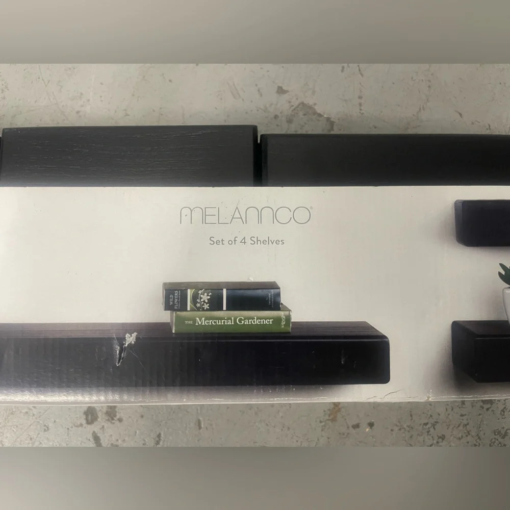 Melannco Floating Chunky Shelves Set of 4, Black, 4 Count